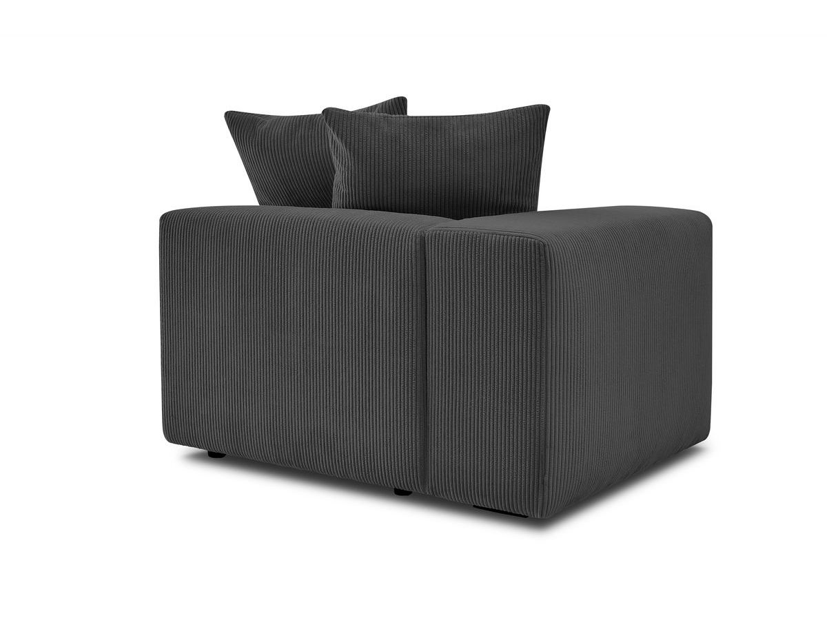 Bobochic Voltaire Sofamodul 1-Sitzer 130 × 100 cm Cordsamt Dunkelgrau Ecke links