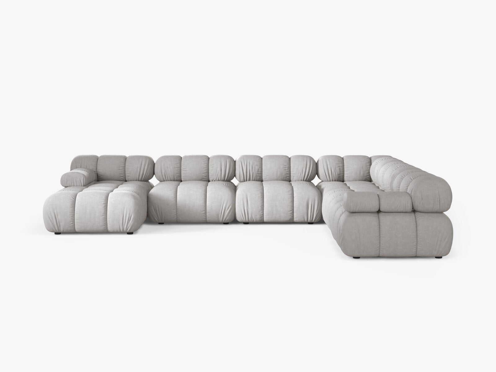 Micadoni Modulares Panorama Ecksofa Bellis 8-Sitzer Rechts Strukturierter Stoff Liberty Hellgrau