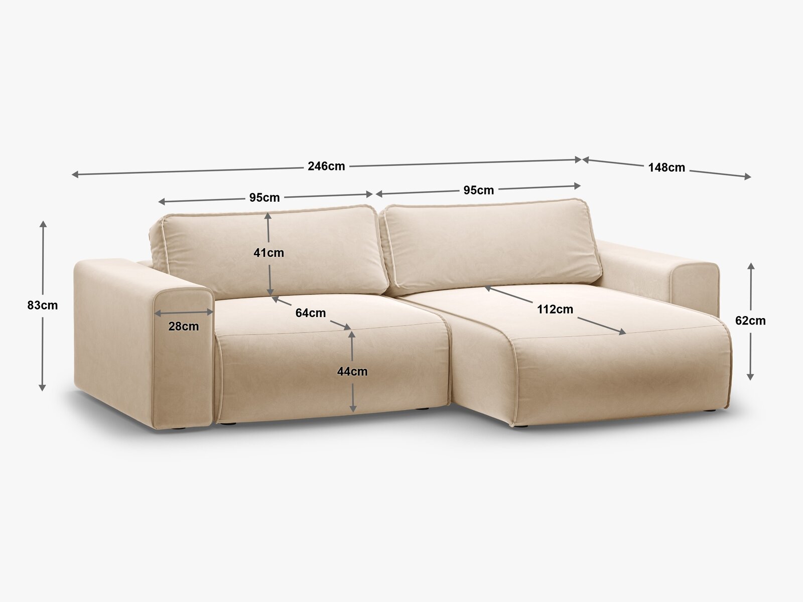 Micadoni Ecksofa Victor 3-Sitzer mit Schlaffunktion Links Strukturierter Stoff Anthrazit