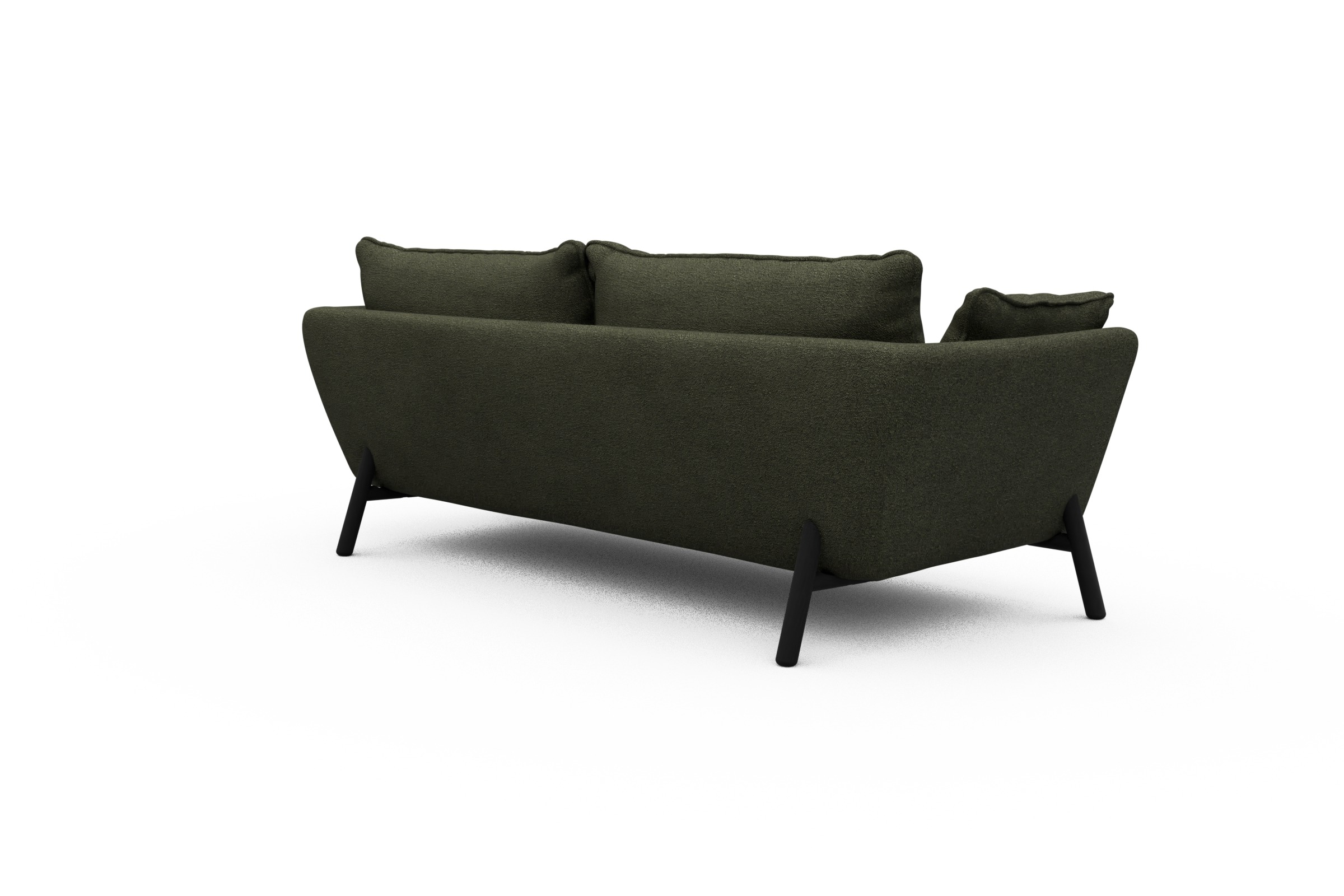 Sofa Emil PREMIUM 3-Sitzer Beinfarbe Eiche Schwarz Boucle-Forest-Green