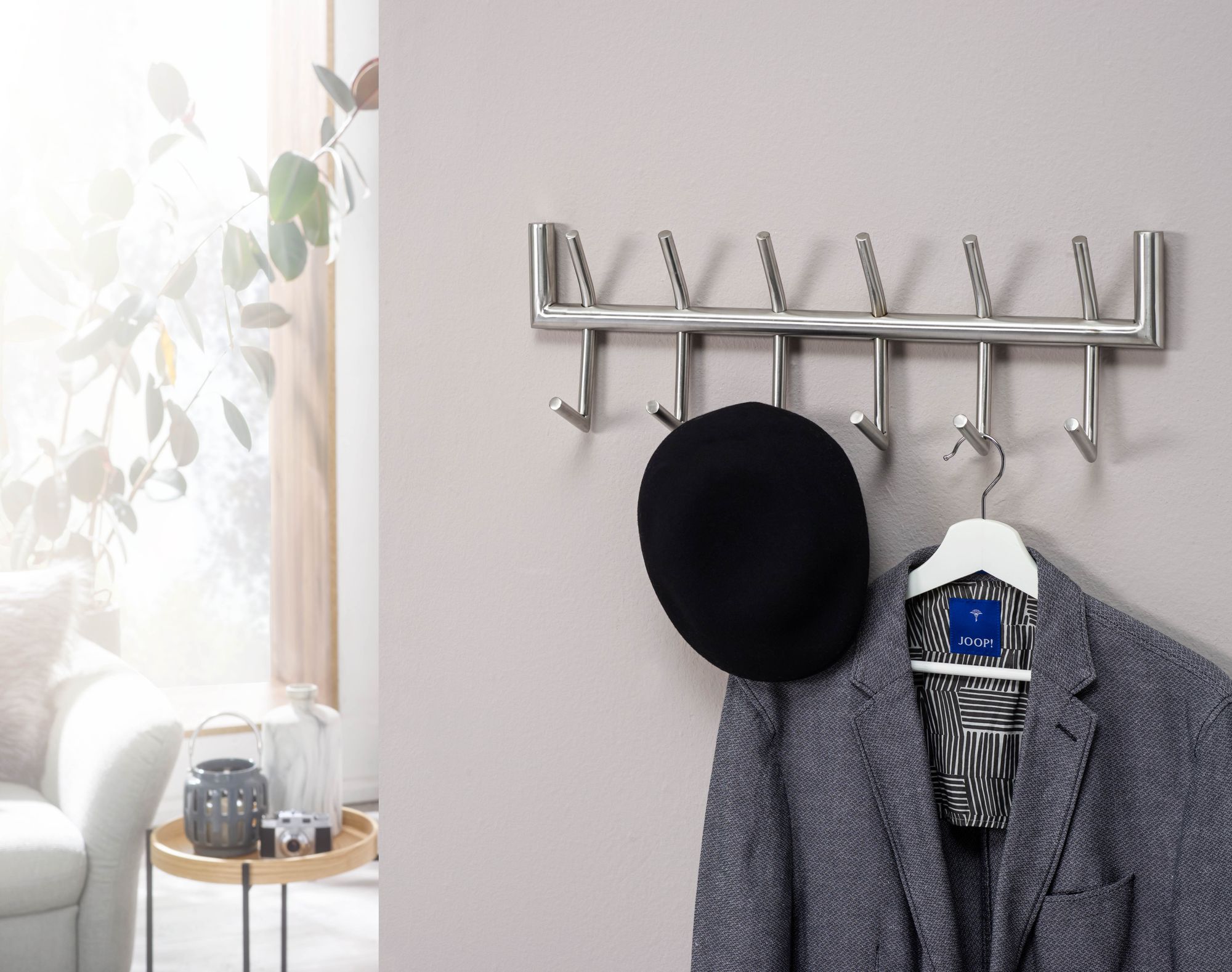 Wandgarderobe Fossvogur Metall Silber 60 × 10 × 19 cm