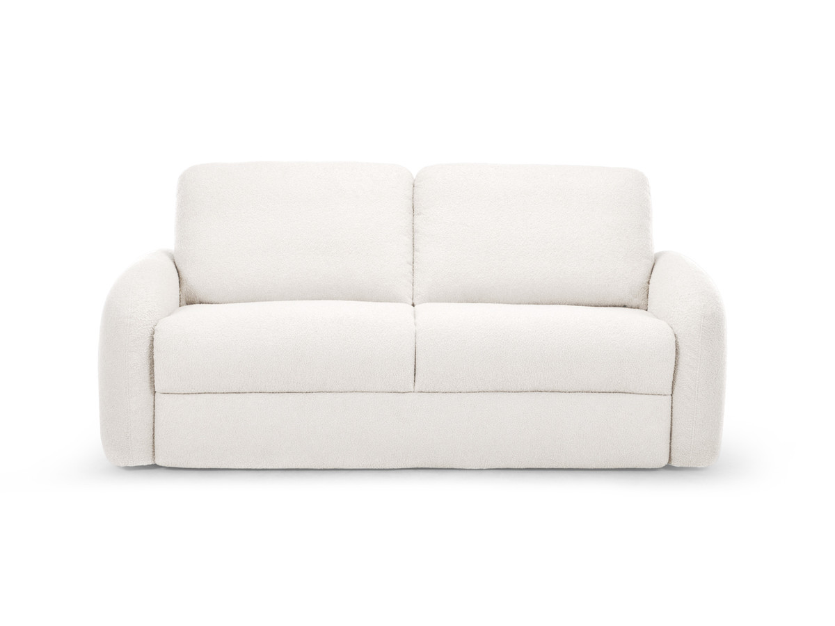 Bobochic Kenan Schlafsofa 3-Sitzer Bouclé-Stoff Weiß, Liegefläche 140 × 196 cm