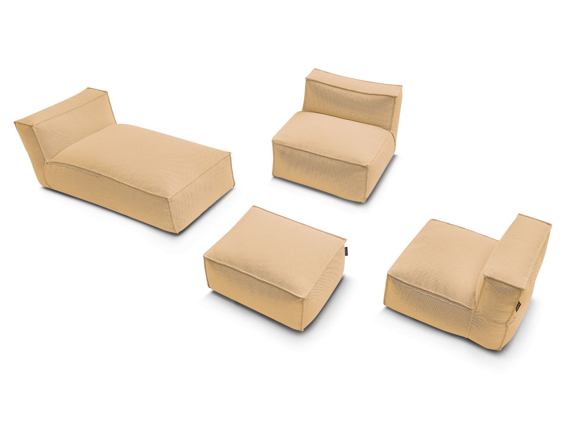 Bobochic Biarritz Gartensofa 4-Sitzer mit Pouf 252 × 168 cm Melange-Stoff Orange