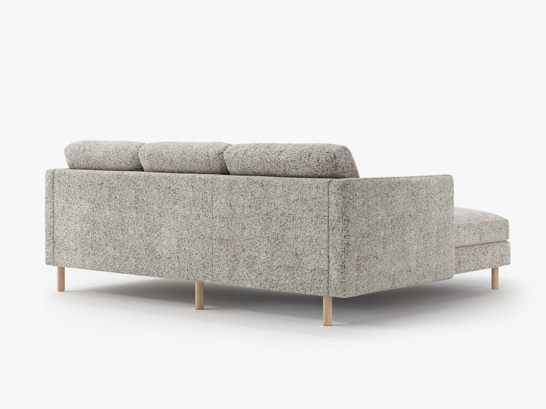 Micadoni Ecksofa Eden 3-Sitzer Links Strukturierter Stoff Beige Melange