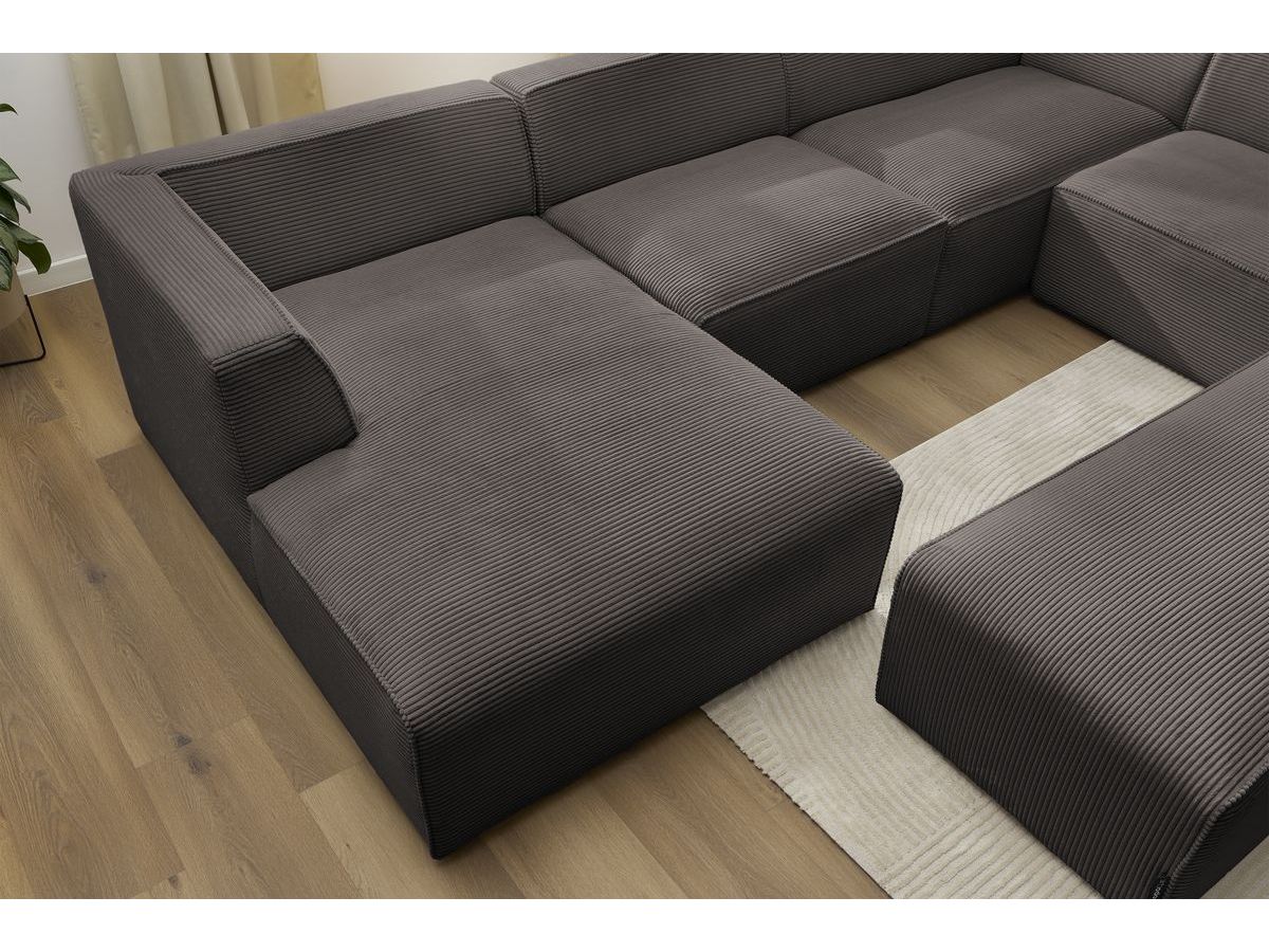 Bobochic Megeve Wohnlandschaft mit Pouf Cordsamt Braun Ecke links
