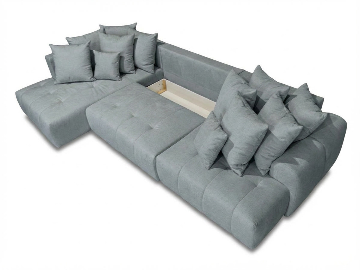 Bobochic Roxelane Wohnlandschaft Melange-Stoff Hellgrau Ecke rechts