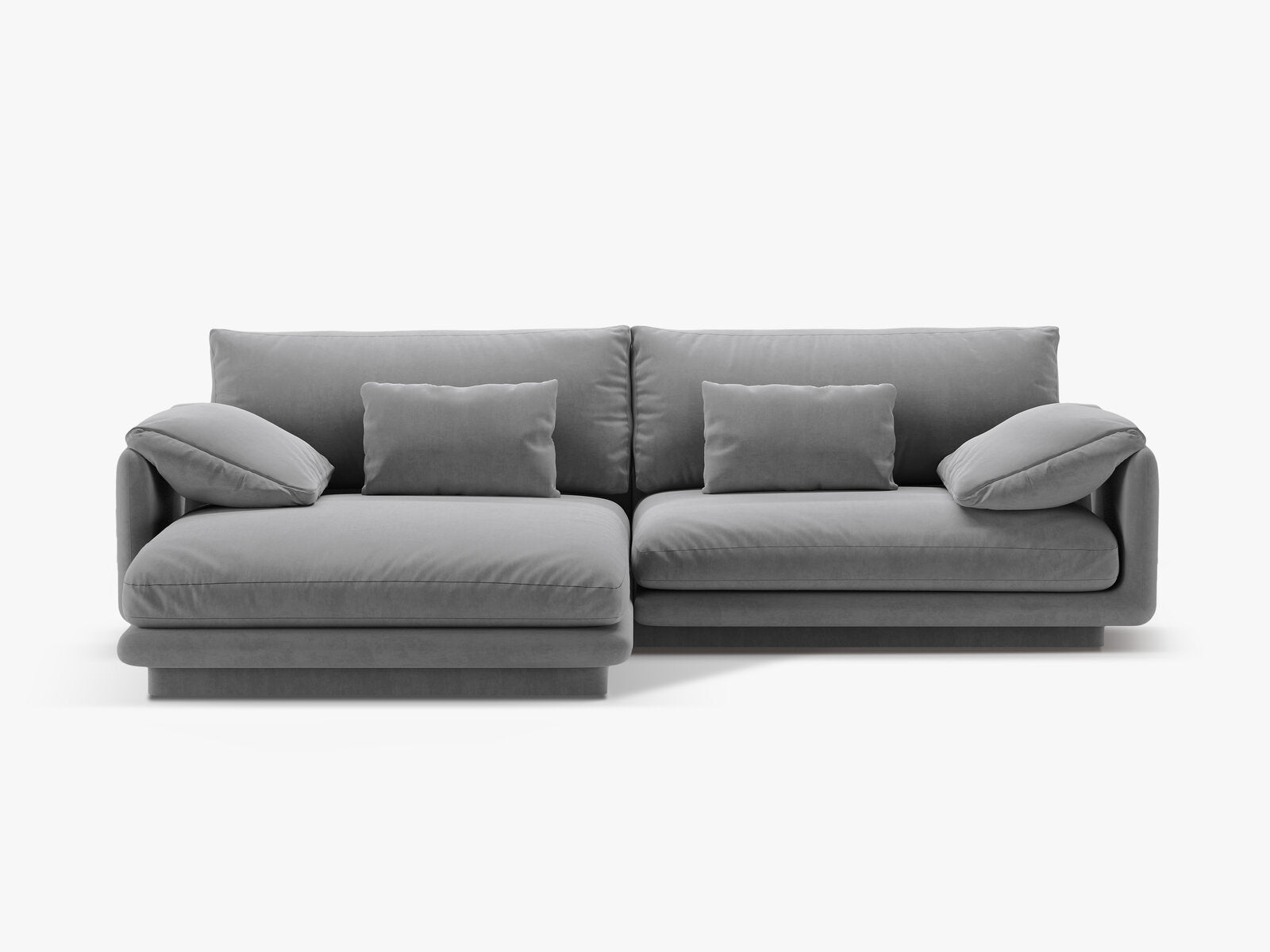 Micadoni Ecksofa Torino 4-Sitzer Links Samt Hellgrau