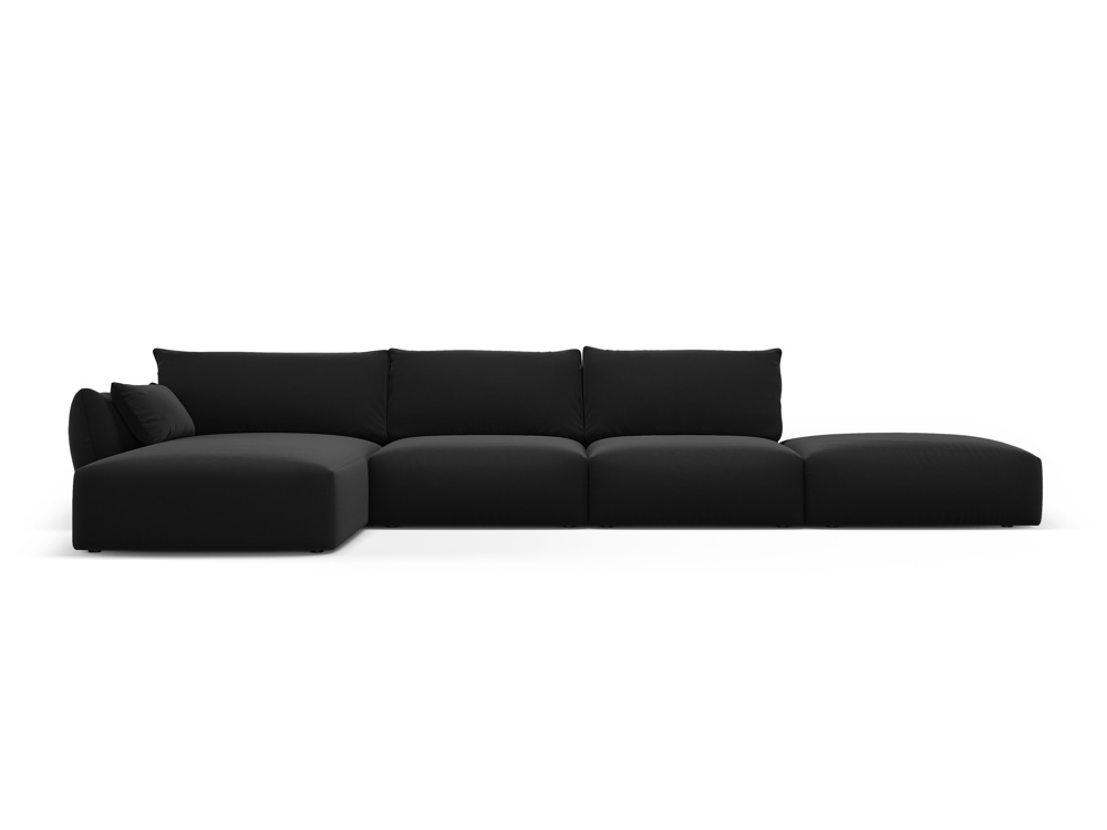 Cosmopolitan Design Ecksofa Matera 5-Sitzer offen Samt Salvador Schwarz Links