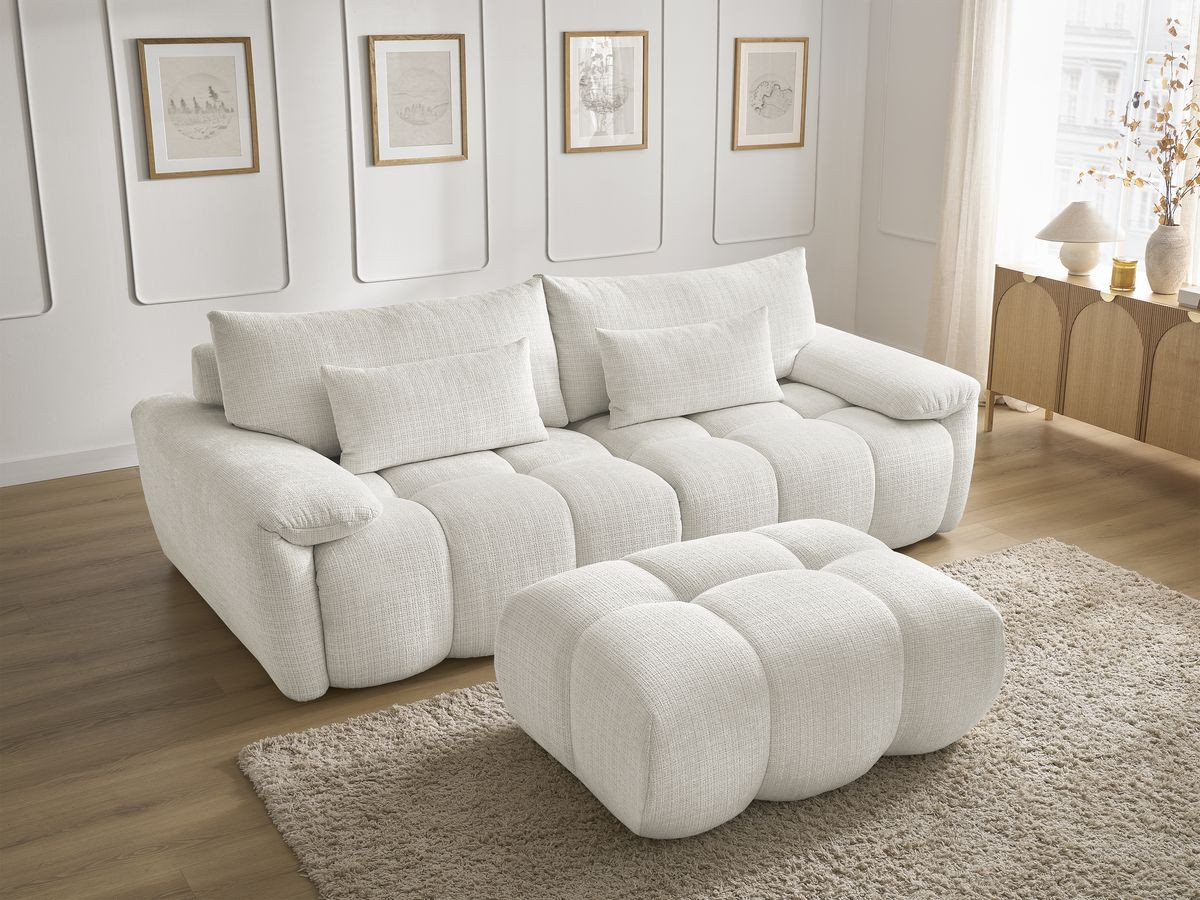 Bobochic Ivane Sofa 4-Sitzer Strukturstoff Weiß