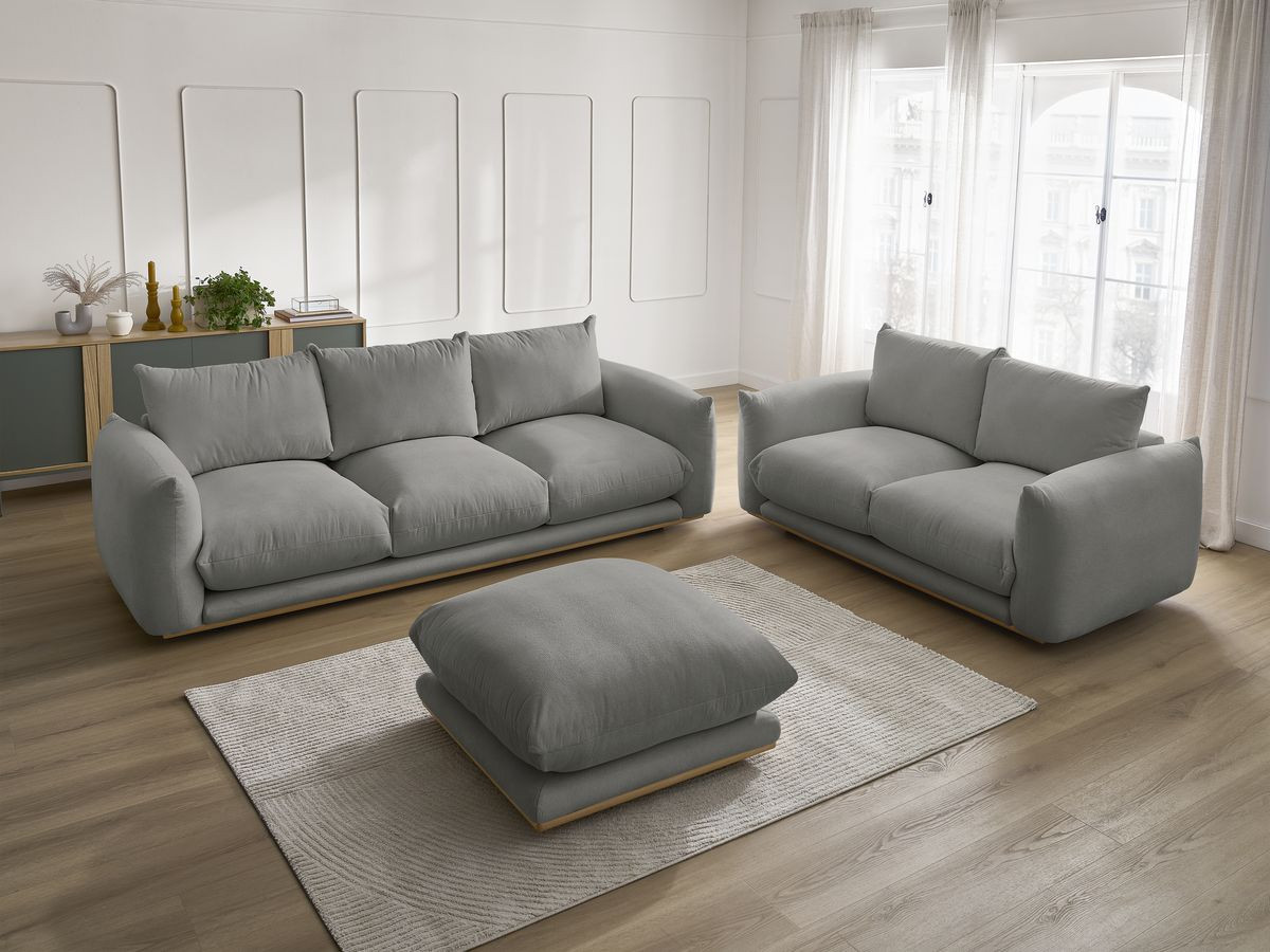 Bobochic Ernest Sofa 6-Sitzer mit Pouf Stoff Dunkelgrau