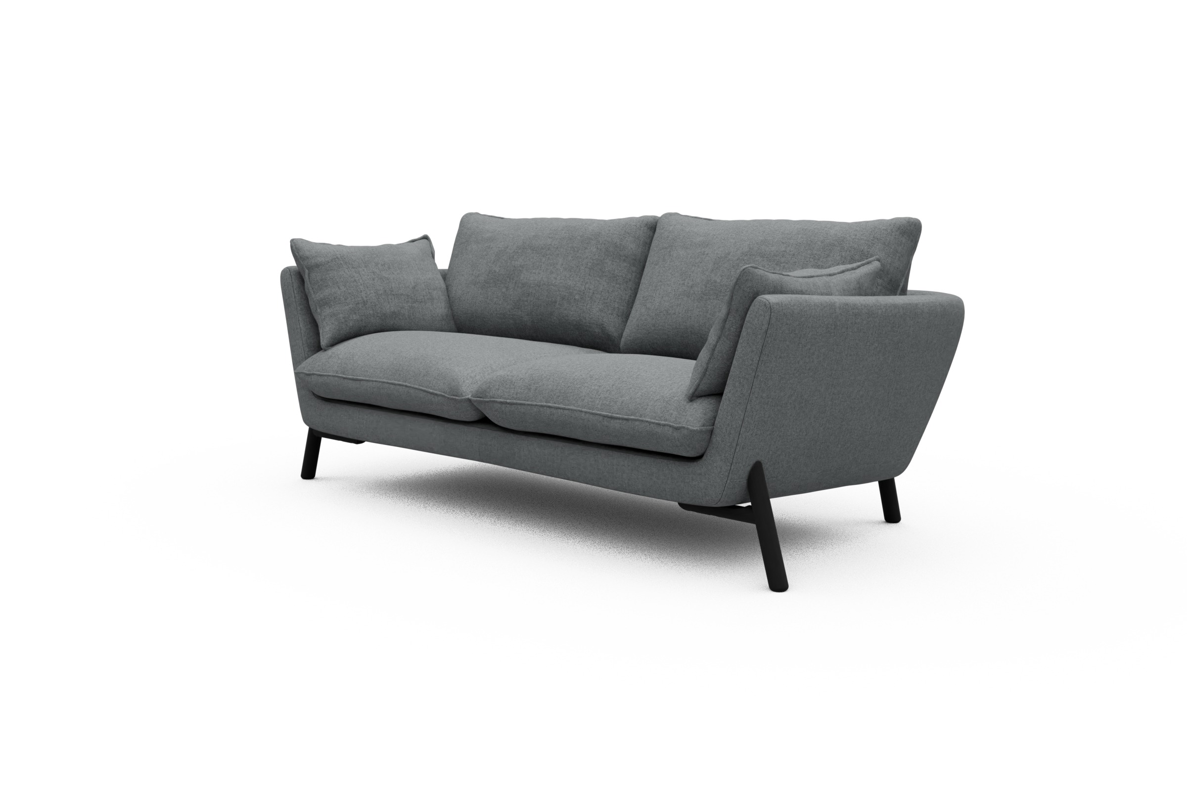 Sofa Emil 2-Sitzer Beinfarbe Eiche Schwarz Casone-Gravel-Grey
