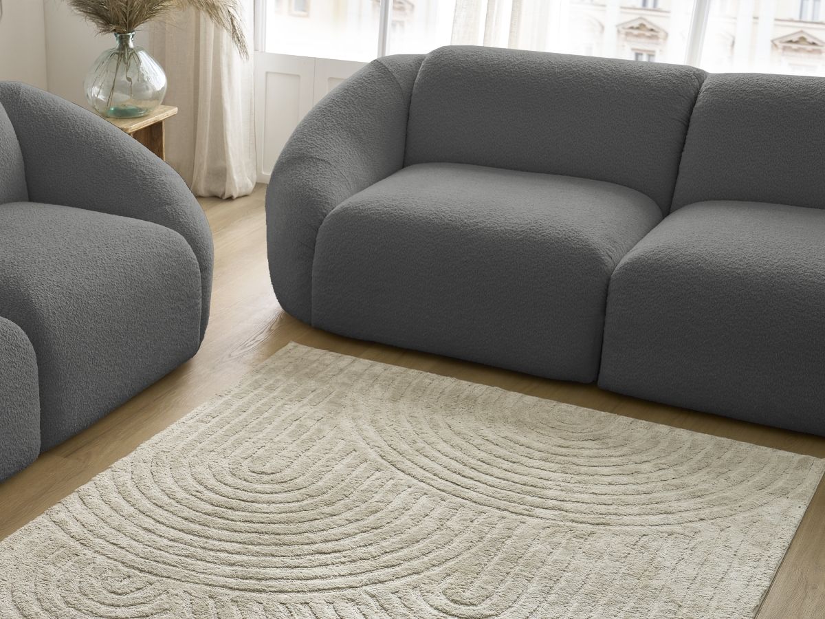 Bobochic Tina Sofa 5-Sitzer Bouclé-Stoff Dunkelgrau
