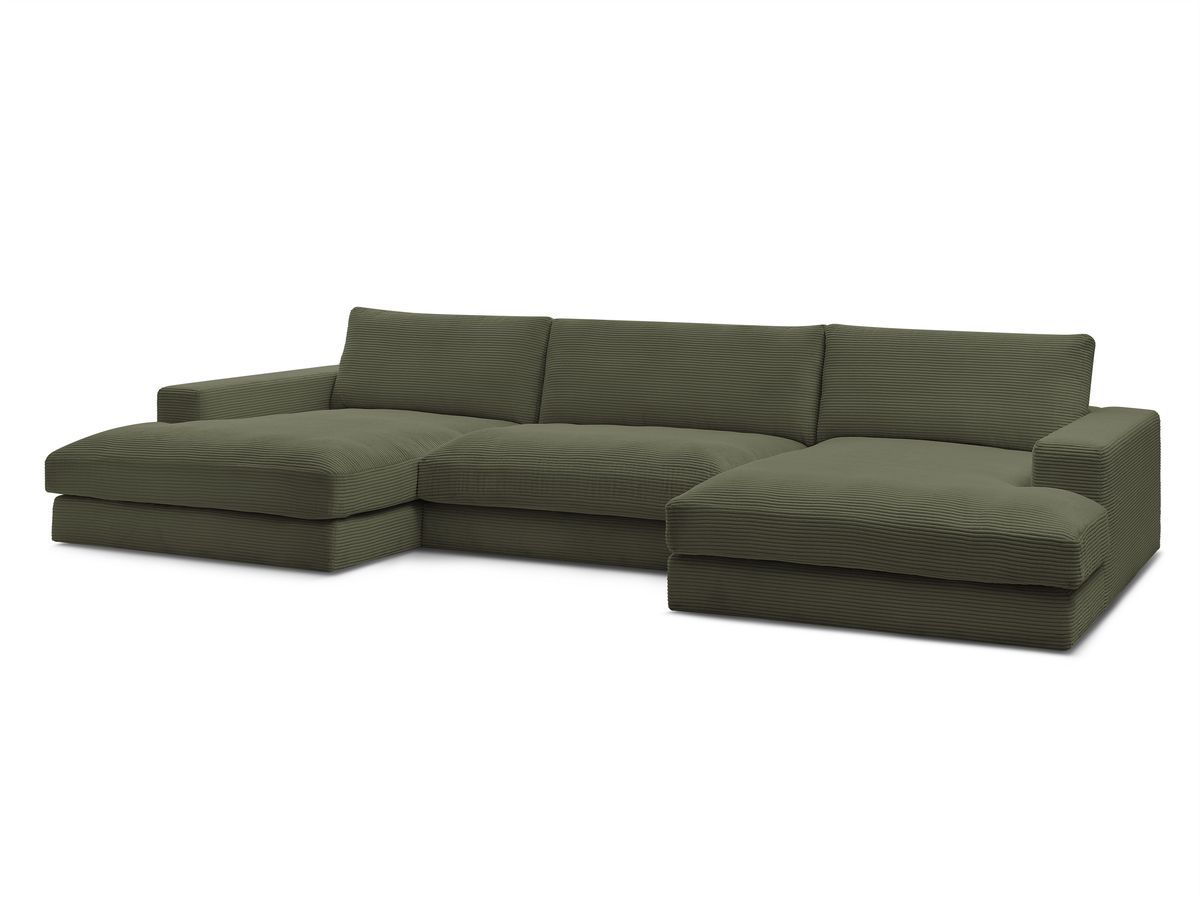 Bobochic Leonard Wohnlandschaft 349 × 159 cm Cordsamt Hellgrün