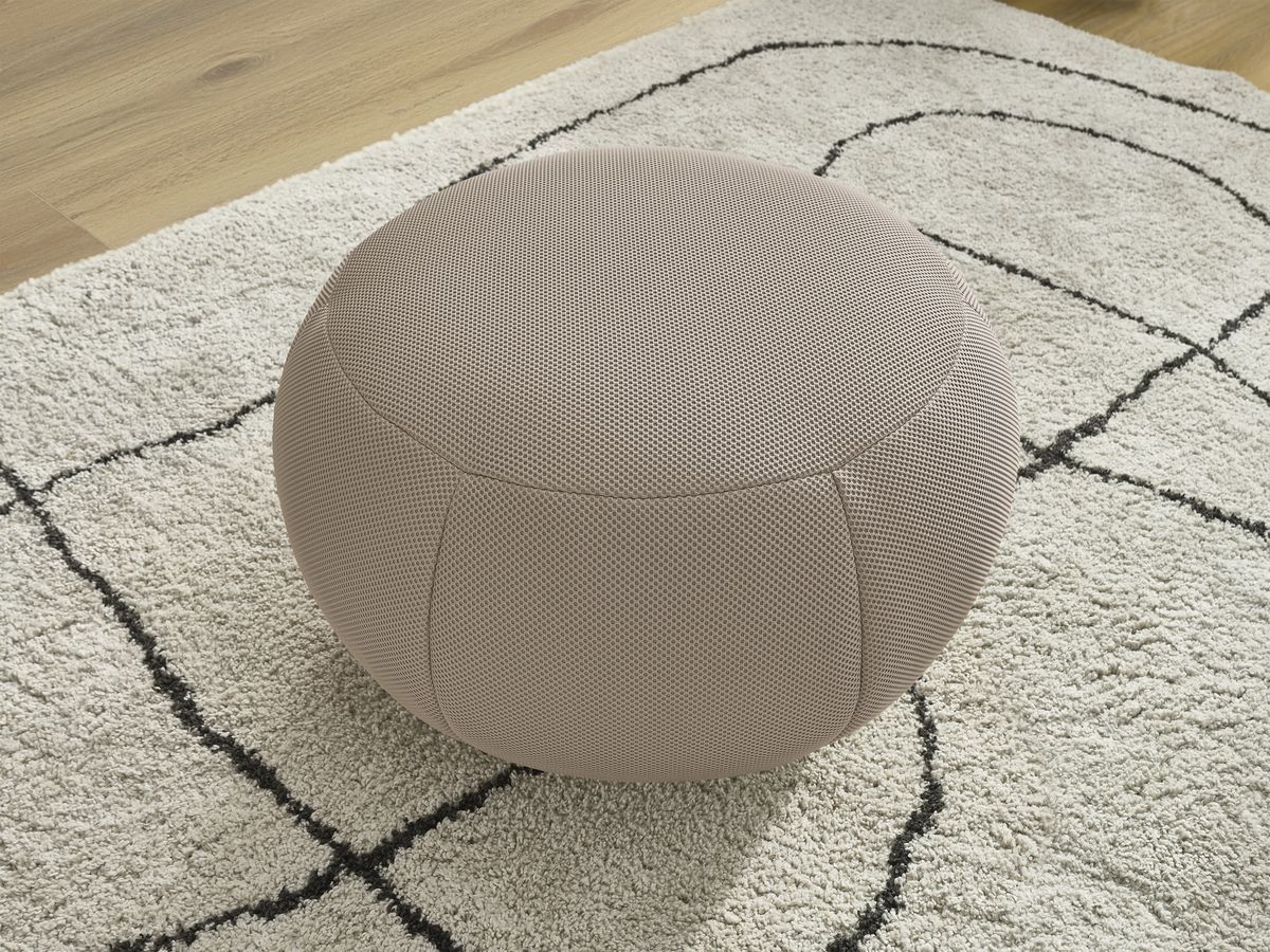 Bobochic Hayden Pouf, rund Mesh-Stoff Taupe, 76 cm