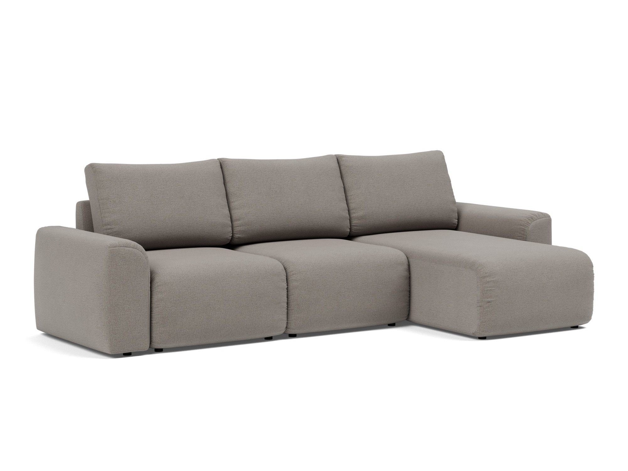 Schlafsofa Norum mit Chaiselongue und Chunky-Armlehnen Flachgewebe Mixed Dance 521-Grey