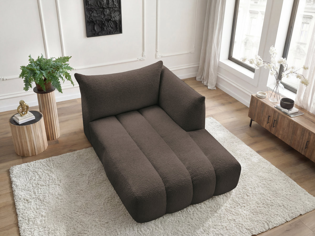 Bobochic Azra Méridienne-Modul Bouclé-Stoff Braun Ecke rechts