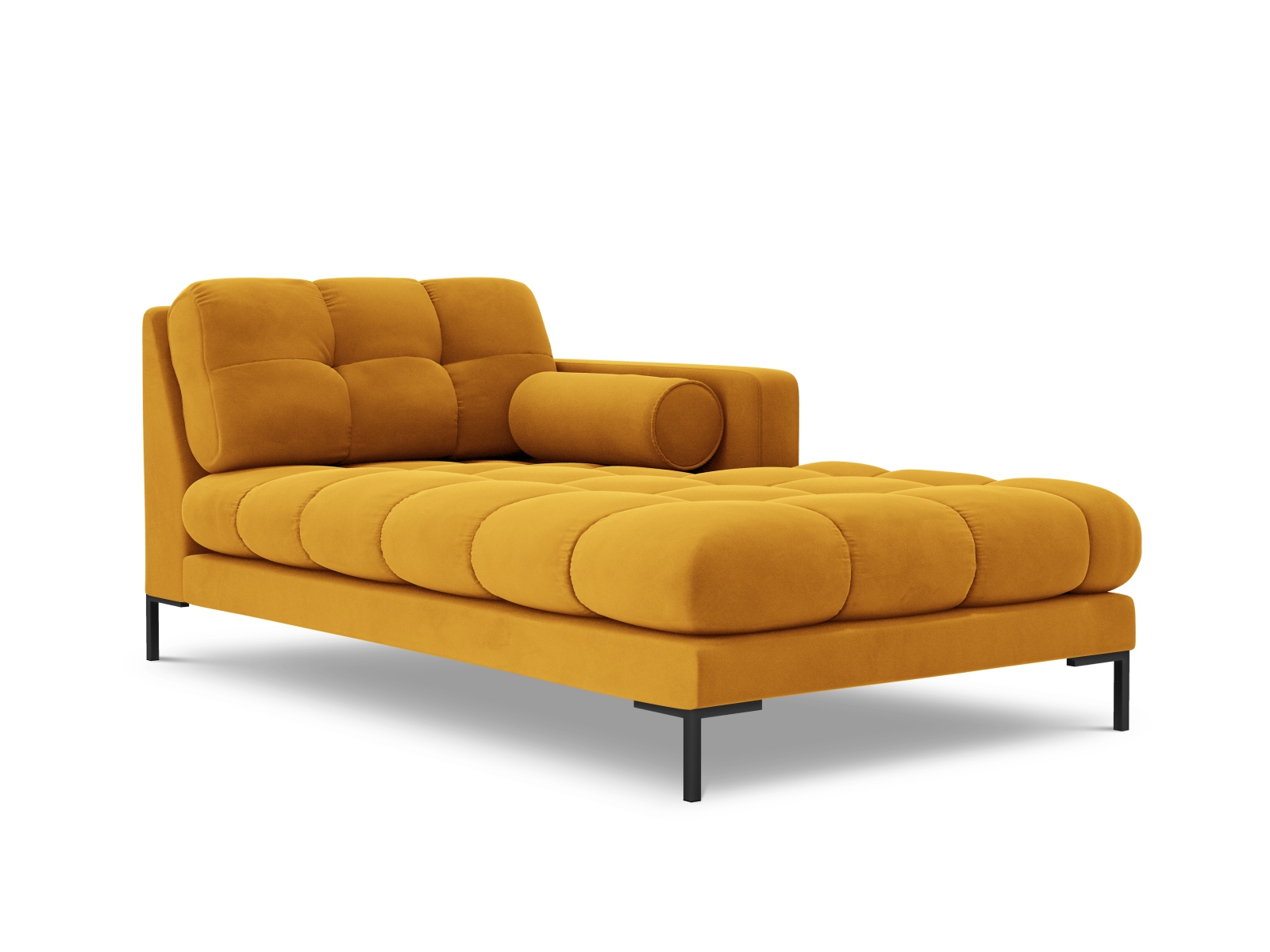 Cosmopolitan Design Chaiselongue Bali Samt Bluvel Gelb Rechts Beine Schwarzes Metall