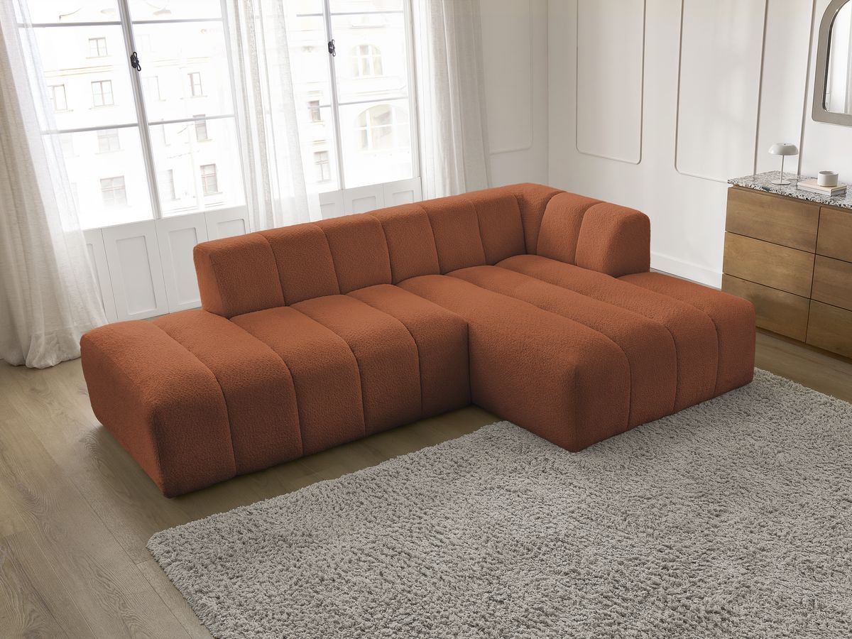 Bobochic Annecy Ecksofa Bouclé-Stoff Orange Ecke rechts