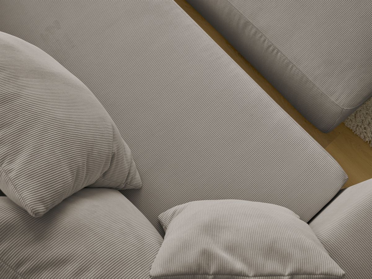 Bobochic Sidonie Schlafsofa 4-Sitzer mit Bettkasten und Pouf Cordsamt Taupe