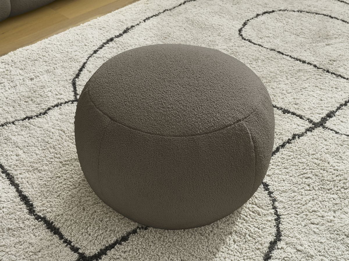 Bobochic Hayden Sofa 3-Sitzer mit Pouf 226 × 107 cm Bouclé-Stoff Braun