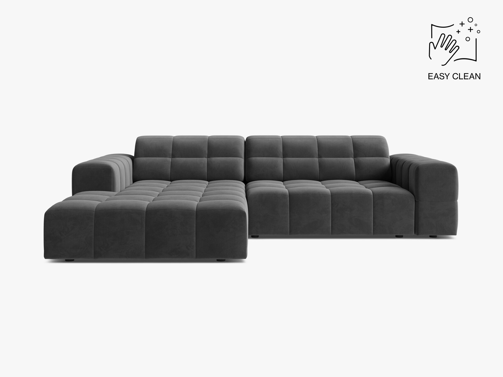 Micadoni Jennifer Ecksofa 4-Sitzer Links Samt Venus Grau