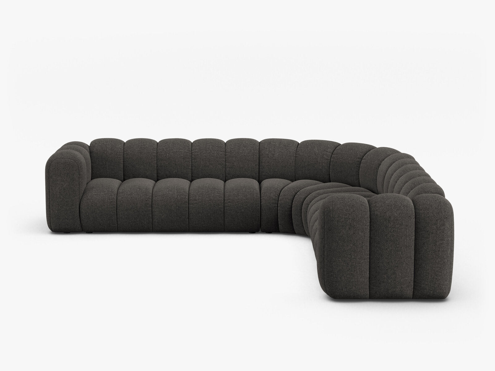 Micadoni symmetrisches Ecksofa Lupine 5-Sitzer  Chenille Eden Dunkelgrau