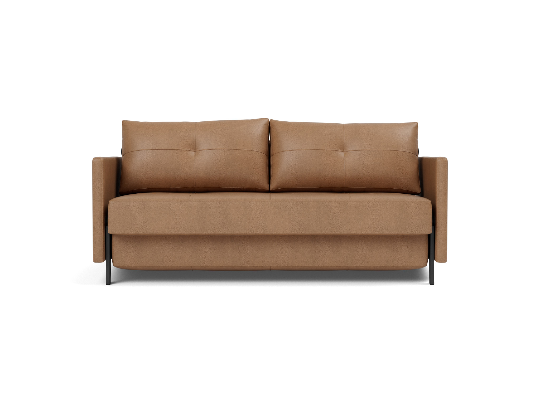 Schlafsofa Cubed mit Armlehnen 160 Lederoptik Faunal 551-Brown