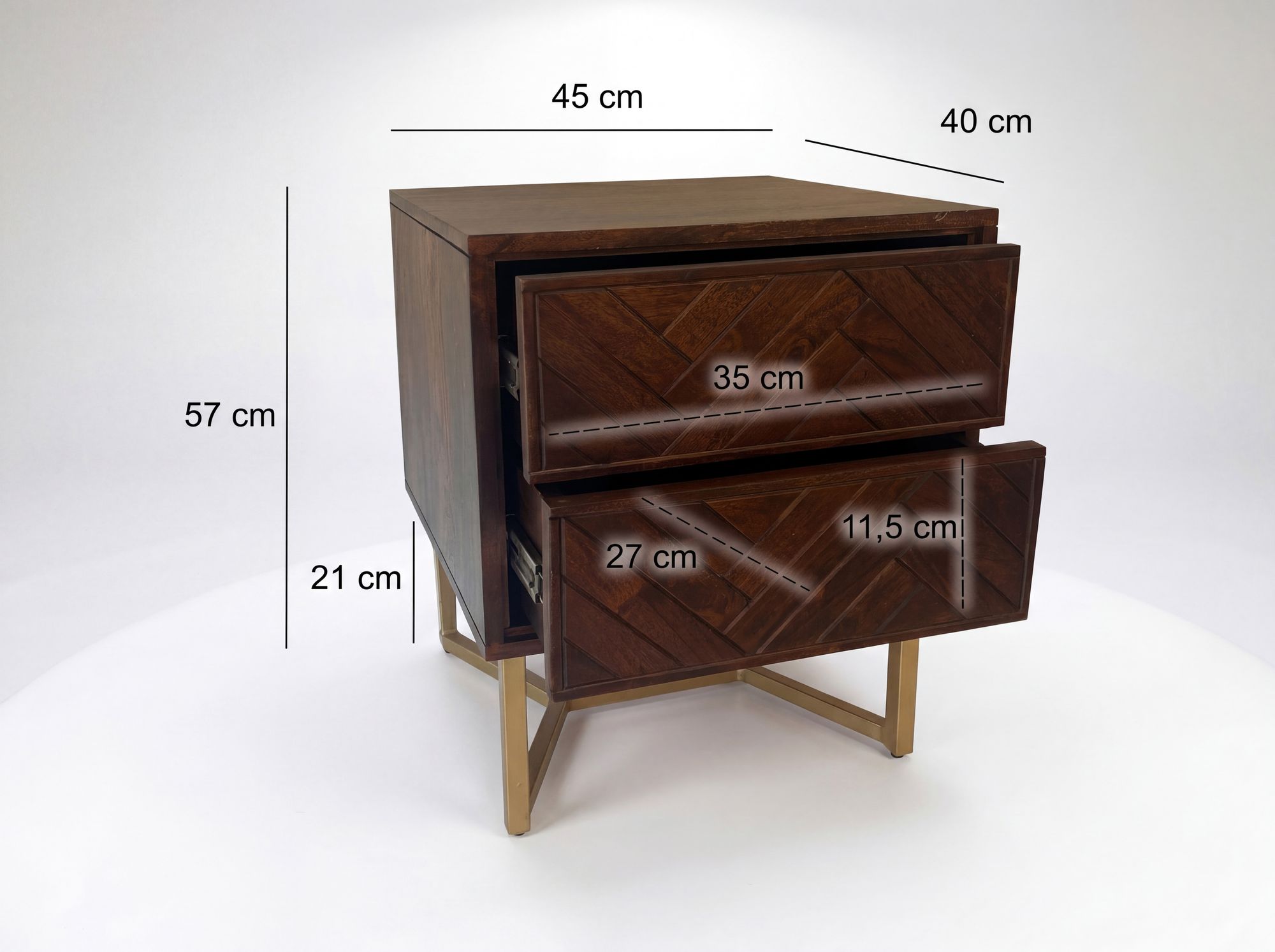 Nachttisch Hjelmeland Massivholz Akazie 45 × 40 × 57 cm