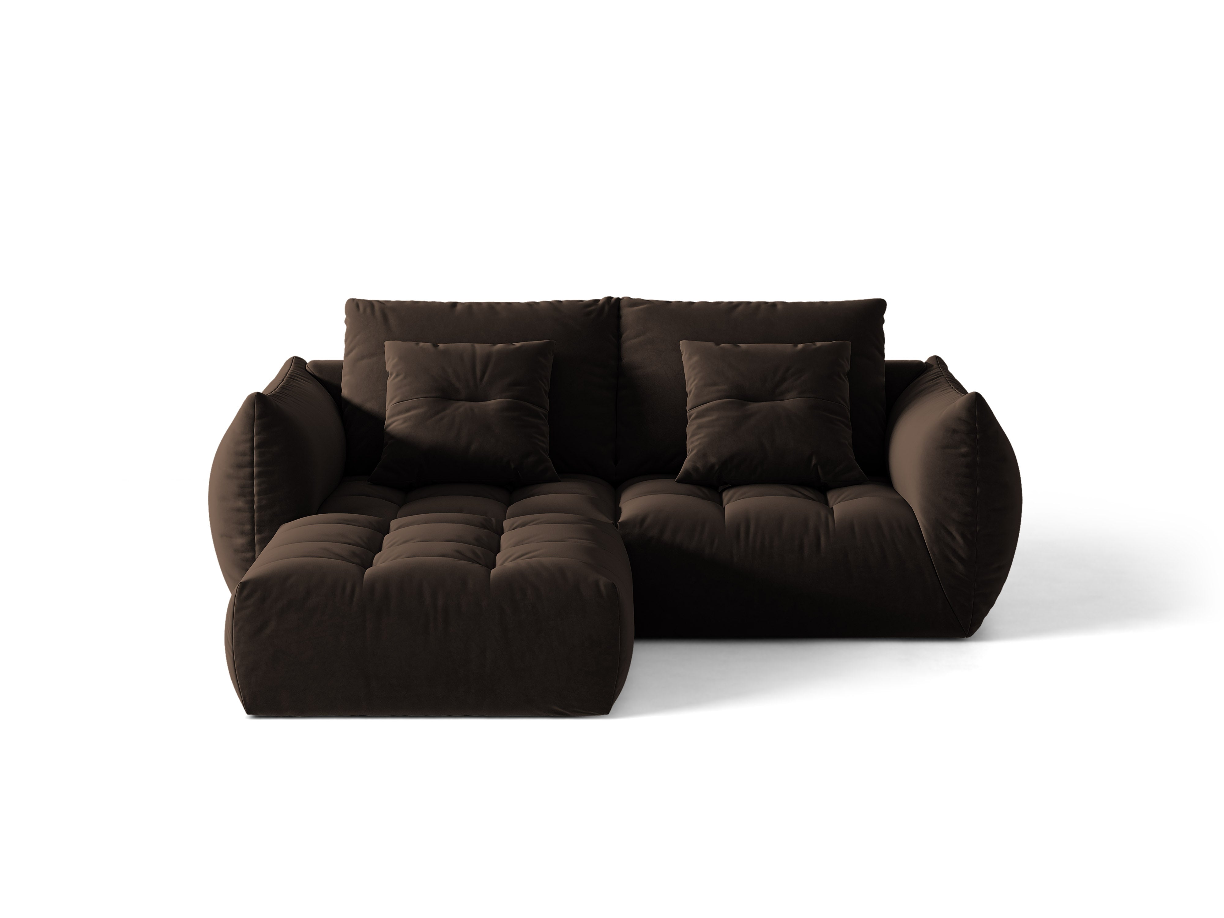 Micadoni Ecksofa Bloom 3-Sitzer Samt Bluvel Dunkelbraun