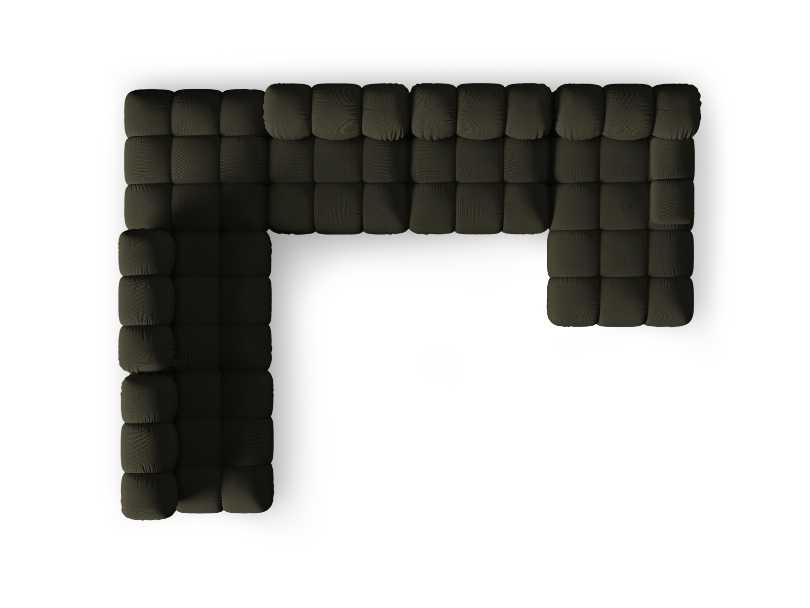 Micadoni Modulares Panorama Ecksofa Bellis 7-Sitzer Links 3D-Stoff Sonic Amazonas Grün