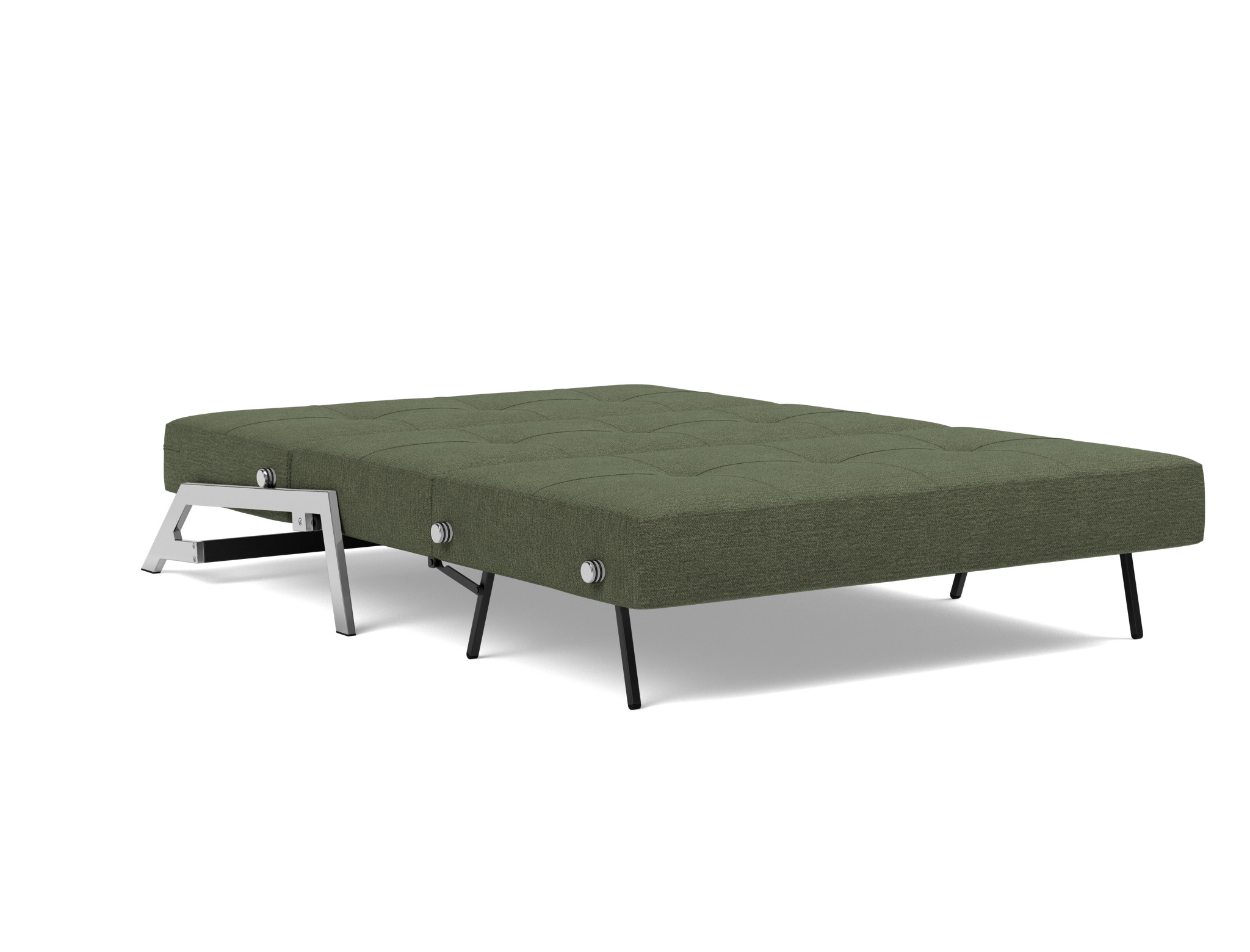 Schlafsofa Cubed 140 Strukturierter Stoff Taura 353-Forest Beine Chrom