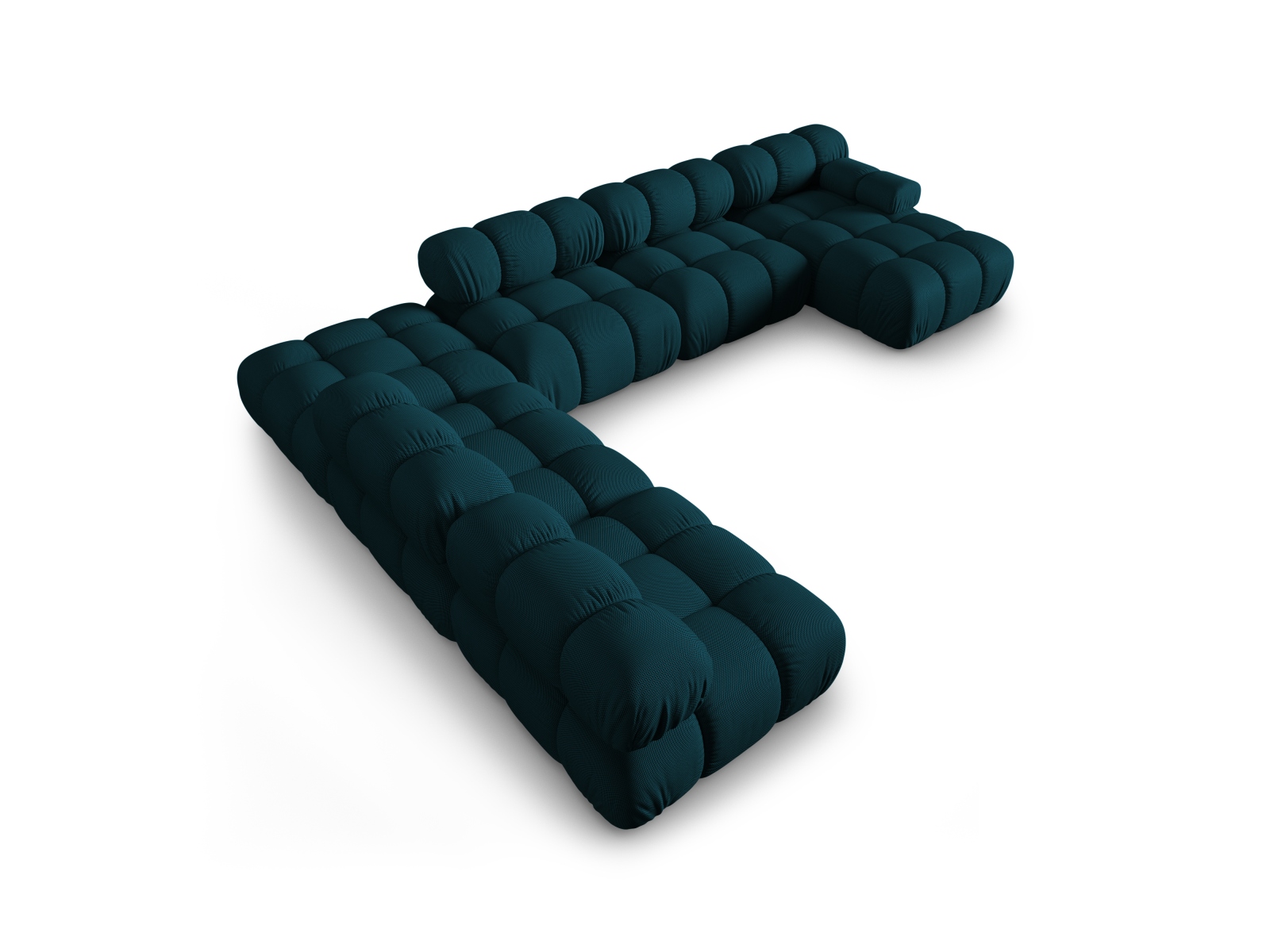 Micadoni Modulares Panorama Ecksofa Bellis 7-Sitzer Links 3D-Stoff Sonic Marineblau