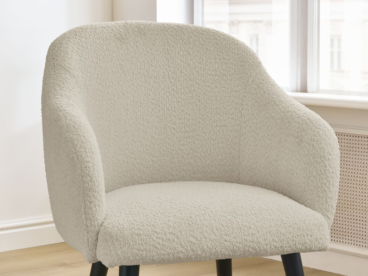 Bobochic Sophie Esszimmerstuhl 2er-Set mit skandinavischen Beinen, schwarz Bouclé-Stoff Beige