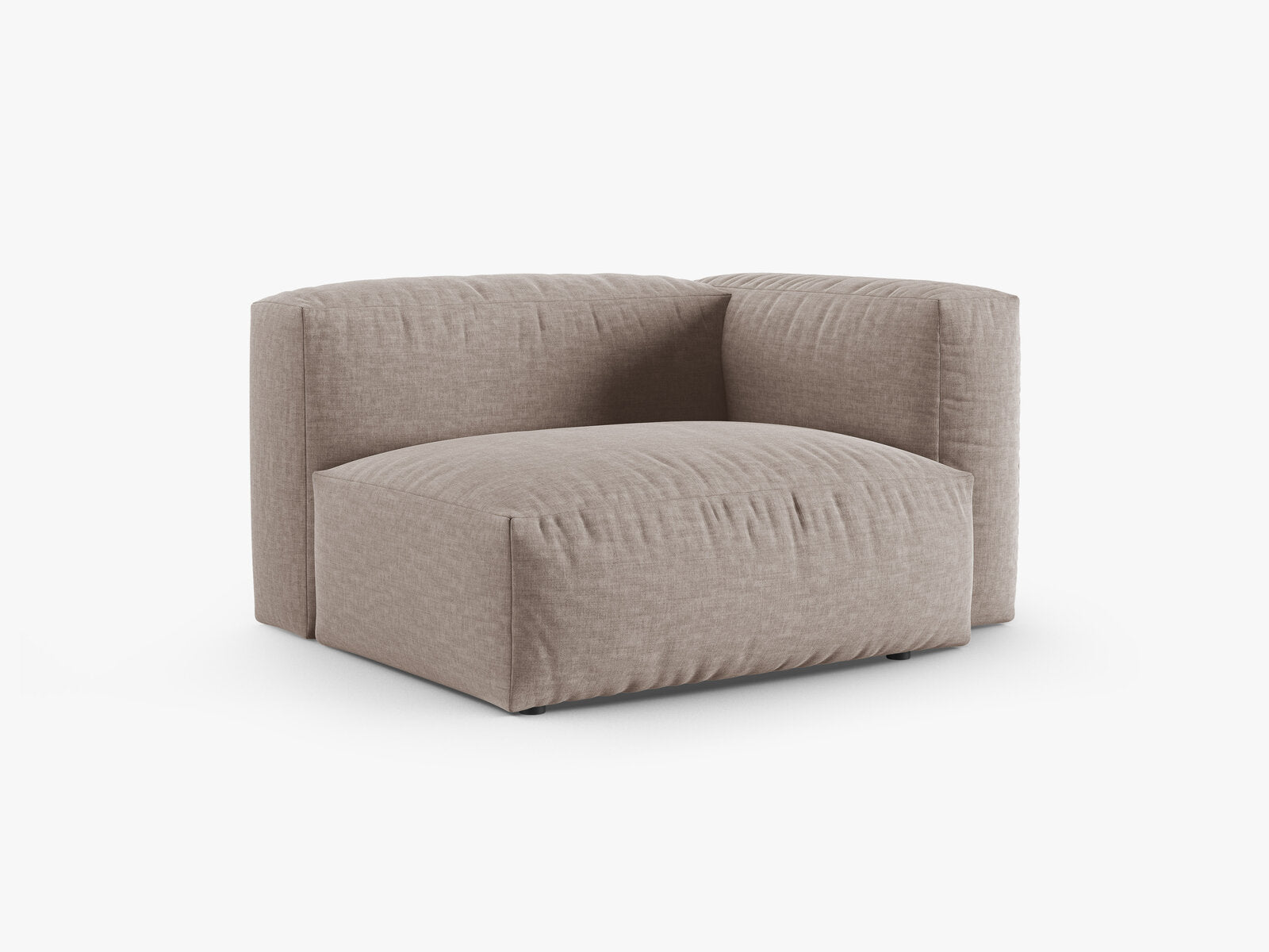 Micadoni Eckmodul mit Armlehne Martina 1-Sitzer 90cm Sitztiefe Rechts Strukturierter Stoff Boston Dunkelbeige