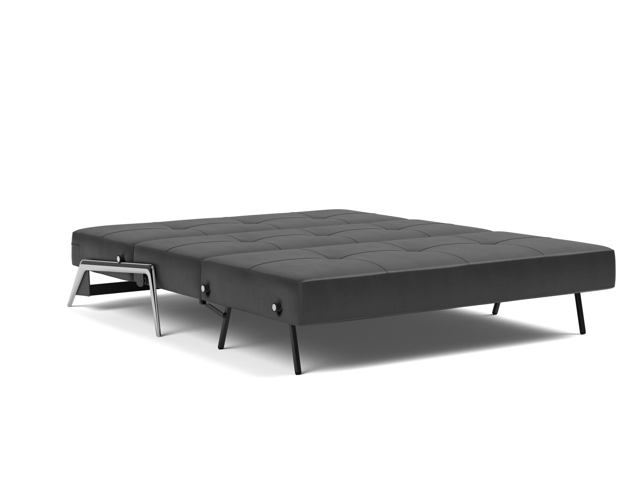 Schlafsofa Cubed 160 Lederoptik Faunal 550-Black Beine Aluminium