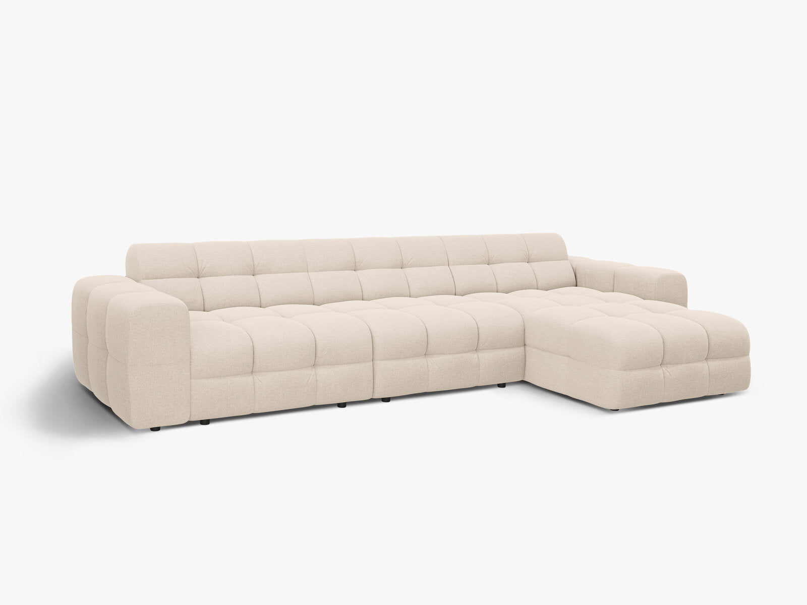 Micadoni Ecksofa Kendal 5-Sitzer Rechts Strukturierter Stoff Beige
