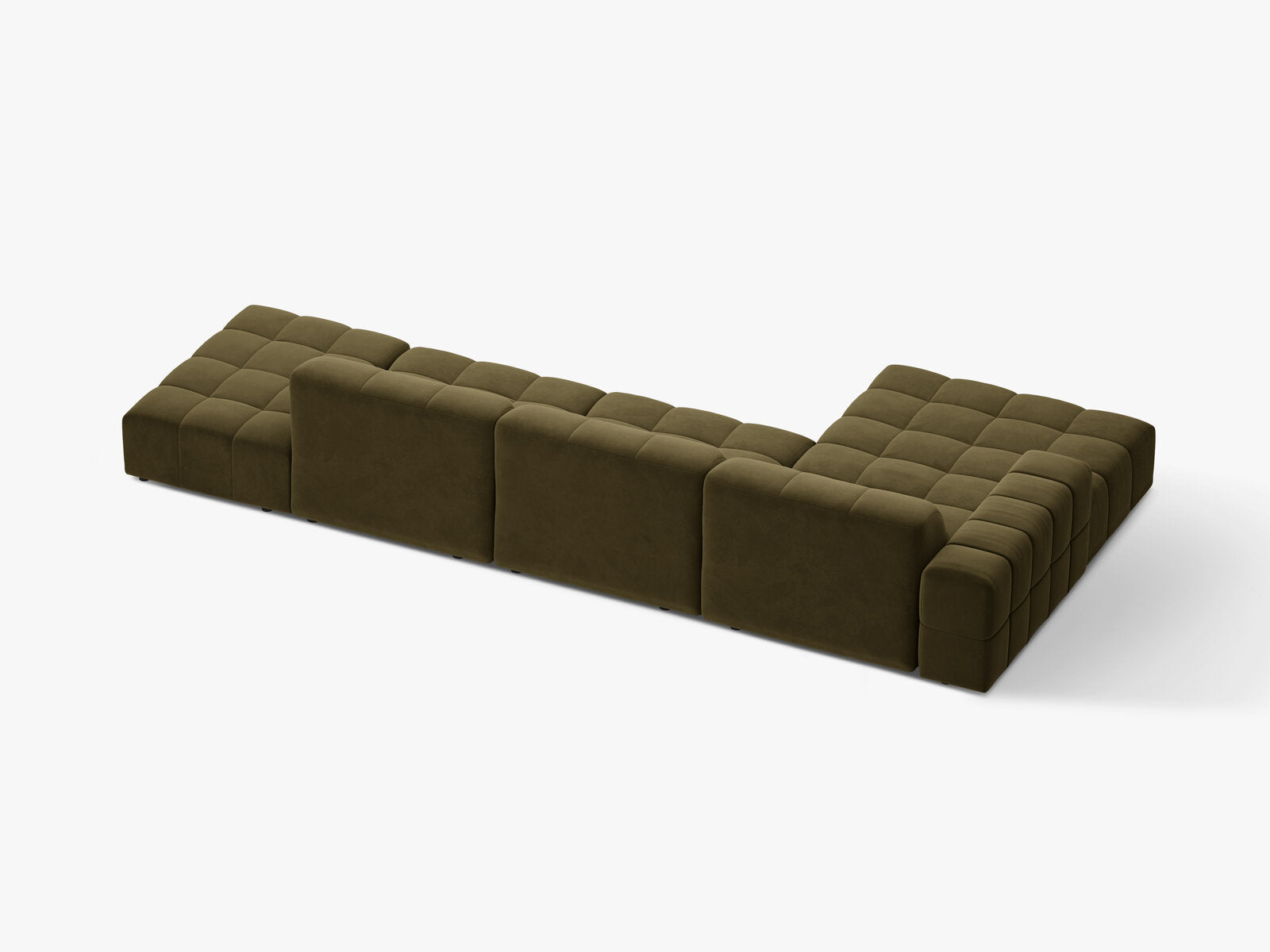 Micadoni Ecksofa Jennifer 5-Sitzer Links Samt Bluvel Grün