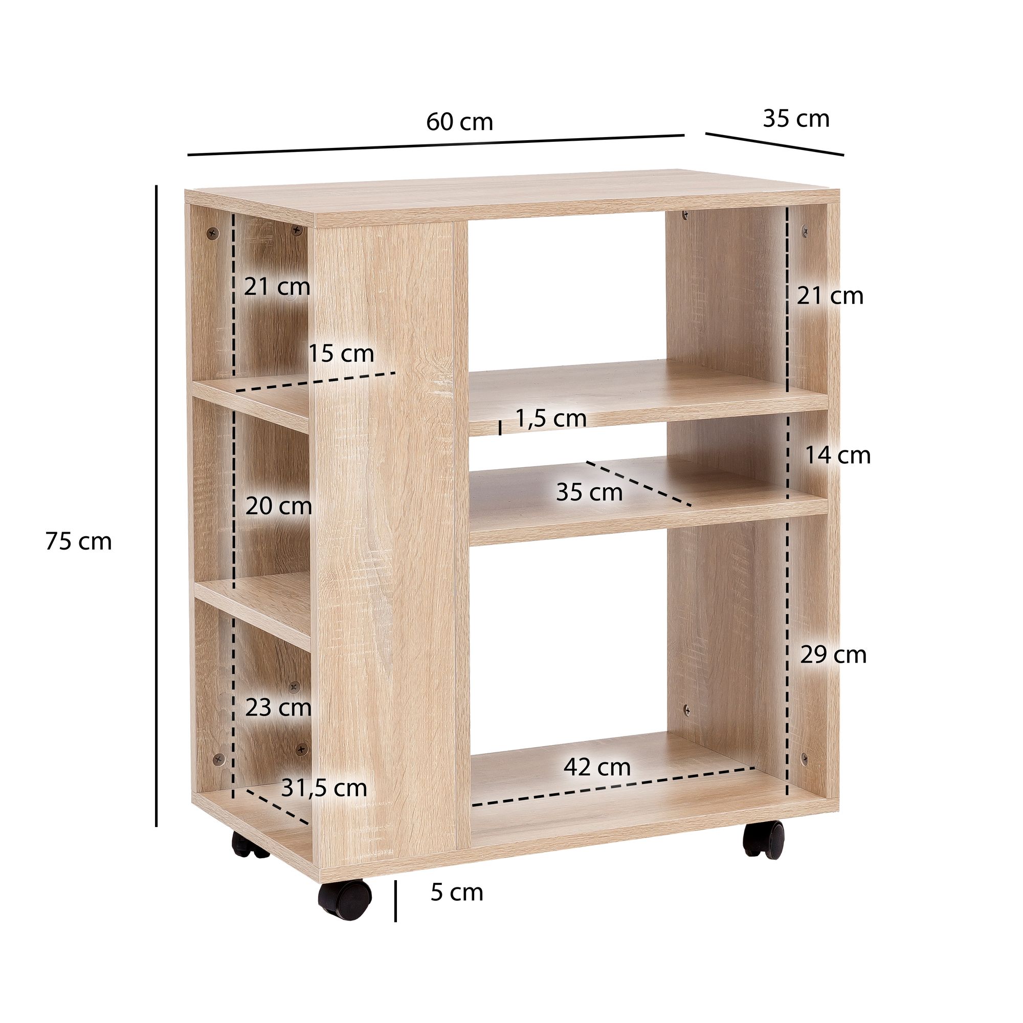 Bücherregal Fedje Sonoma 60 × 35 × 75 cm