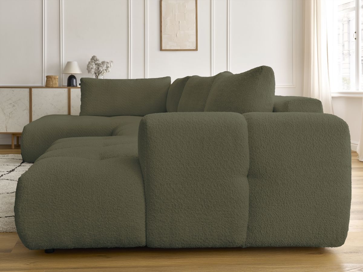 Bobochic Fuji Wohnlandschaft Bouclé-Stoff Grün Ecke rechts