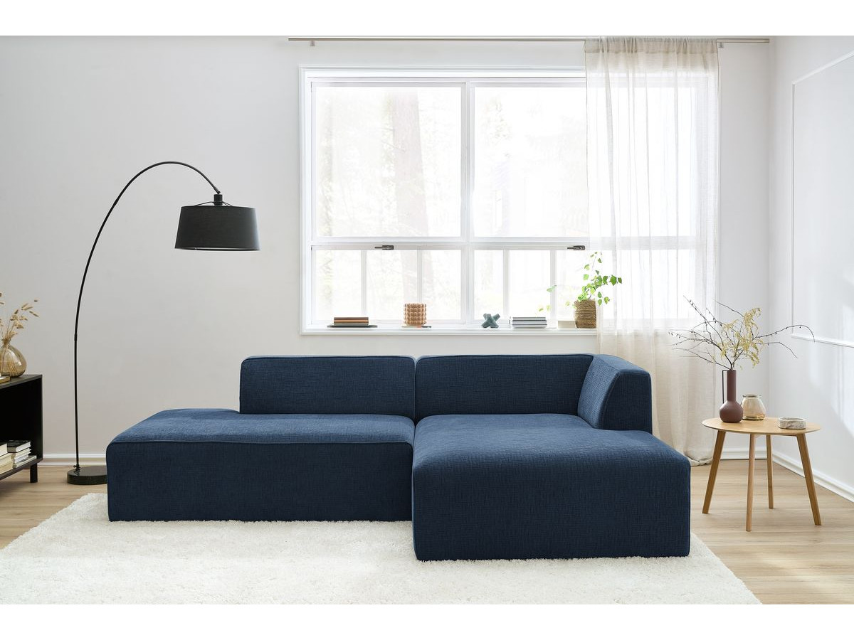 Bobochic Megeve Ecksofa Strukturstoff Dunkelblau Ecke rechts