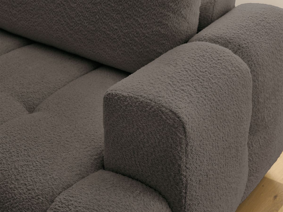 Bobochic Fuji Ecksofa mit Schlaffunktion und Bettkasten und Pouf 282 × 204 cm Bouclé-Stoff Braun Ecke links
