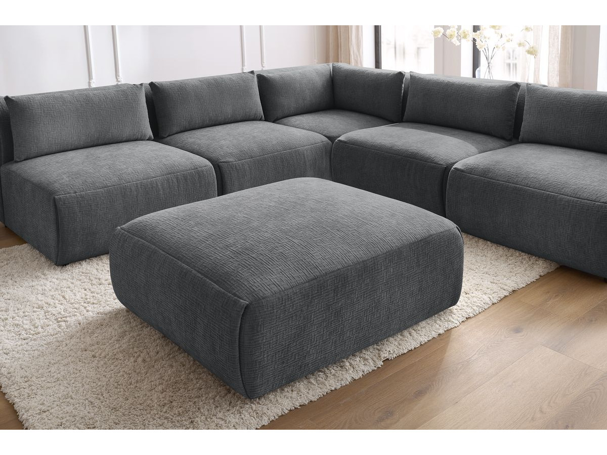 Bobochic Jeanne Ecksofa mit Pouf Strukturstoff Dunkelgrau