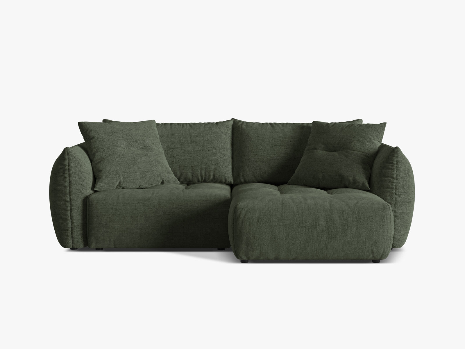 Micadoni Bloom Ecksofa 3-Sitzer mit Schlaffunktion Rechts Strukturierter Stoff Wind Moosgrün