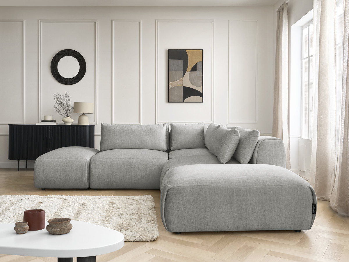 Bobochic Jana Ecksofa Samt Hellgrau