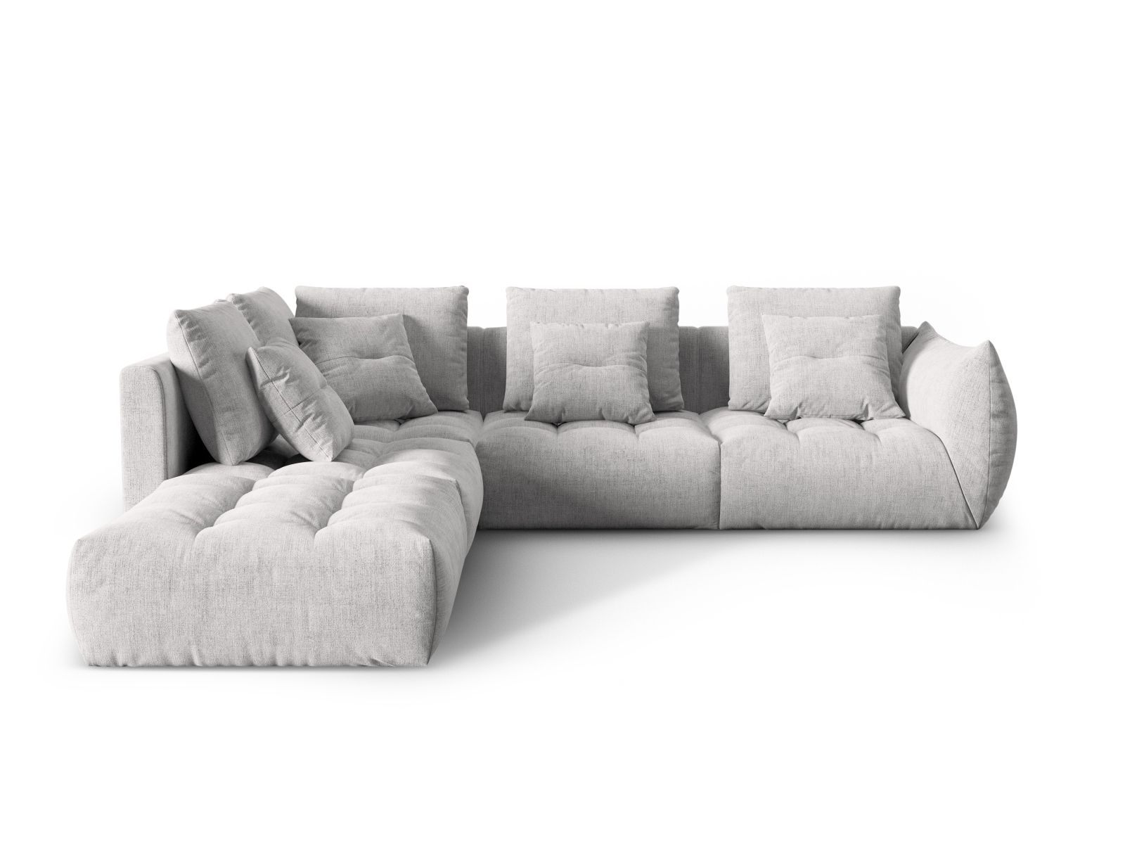 Micadoni Ecksofa Bloom 5-Sitzer Links Strukturierter Stoff Silber