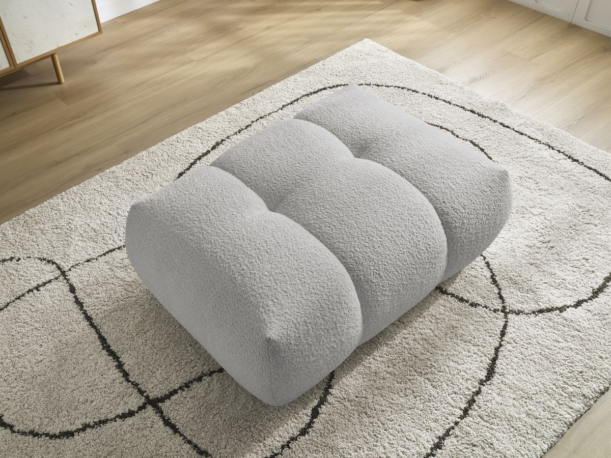 Bobochic Fuji Pouf Bouclé-Stoff Hellgrau