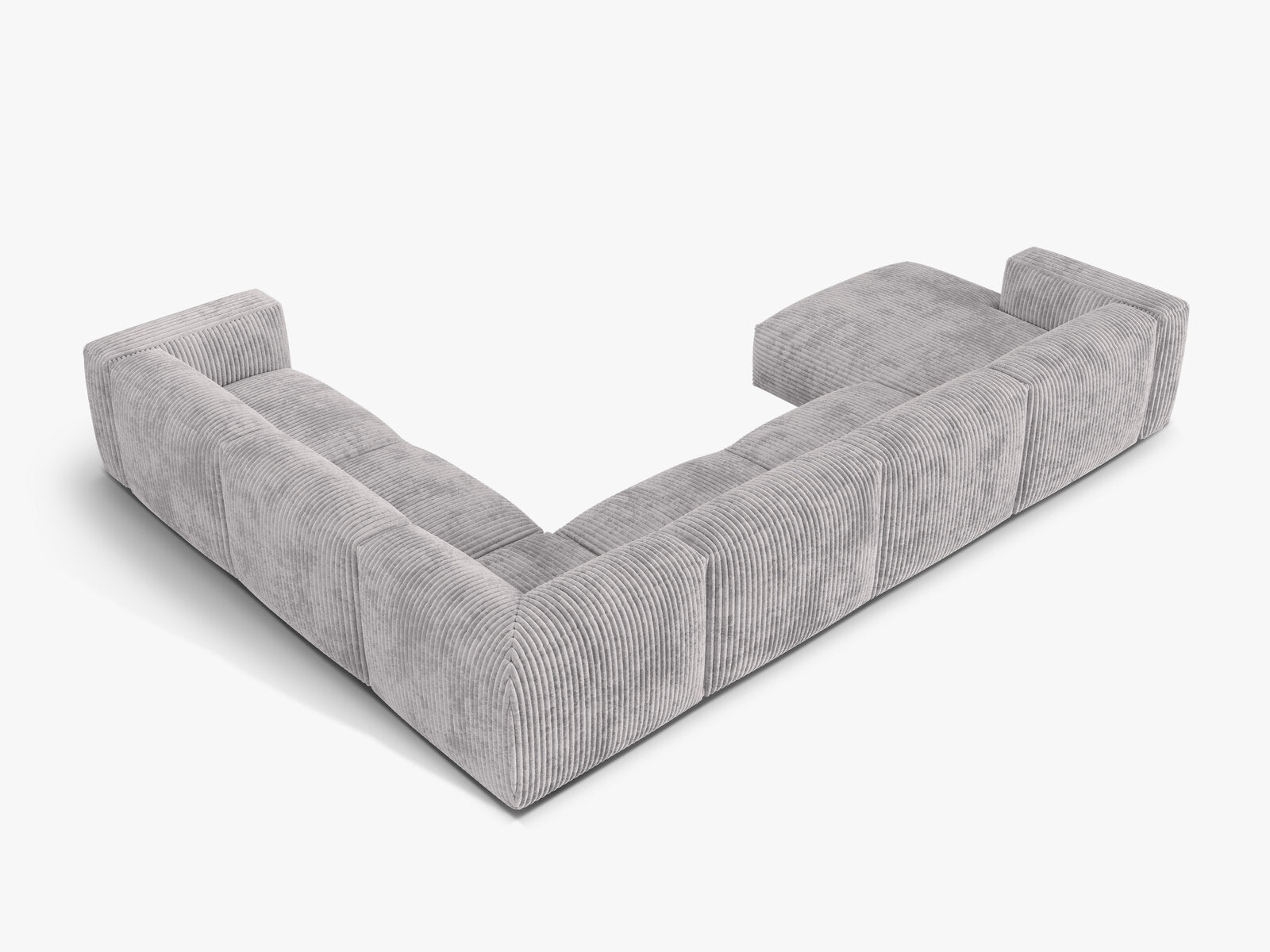Micadoni modulares Ecksofa XL Martina 6-Sitzer Rechts Kord Tilia Hellgrau