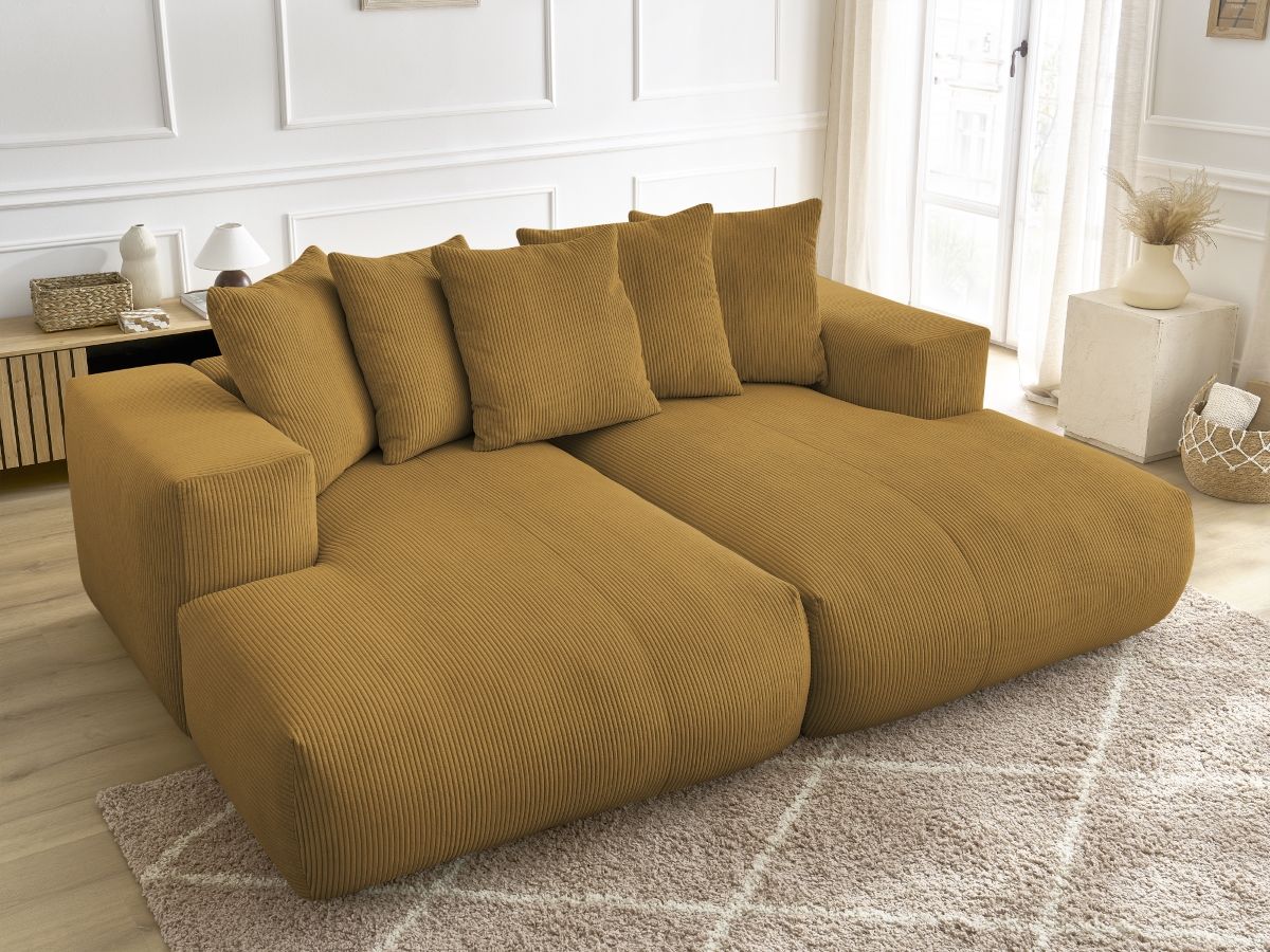 Bobochic Voltaire Sofa 4-Sitzer 248 × 170 cm Cordsamt Gelb