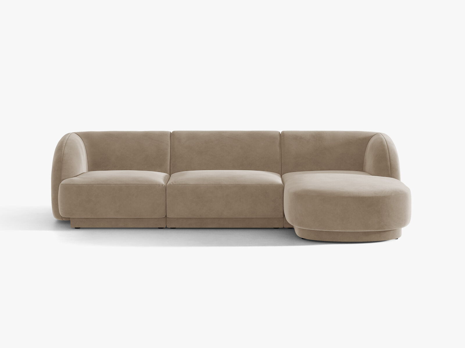 Micadoni Ecksofa Miley 4-Sitzer Rechts Samt Bluvel Cappuccino