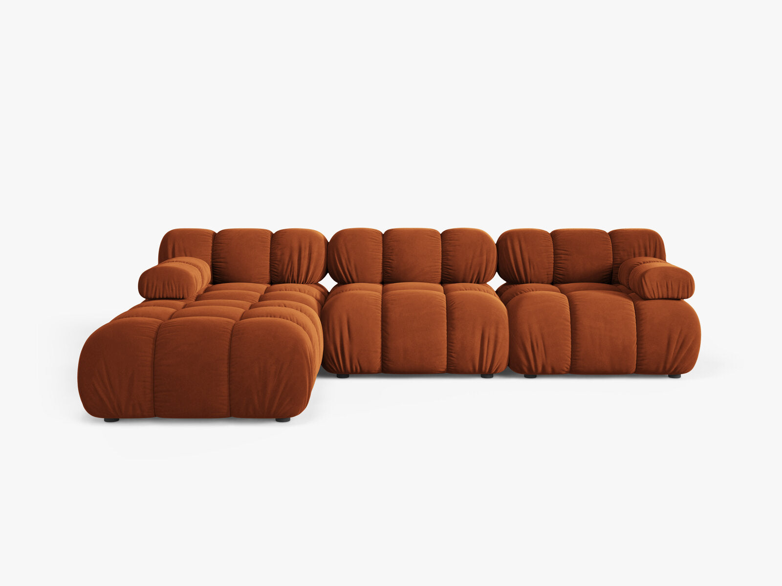 Micadoni Modulares Sofa Bellis 4-Sitzer mit flachem Modul Samt Bluvel Terrakotta